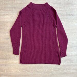 EUC Soft Surroundings Magenta Womens Ribbed Knit 100% Cashmere Sweater Medium